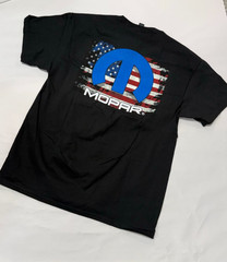 MOPAR “M” EMBLEM with American Flag Black T-Shirt (Licensed)