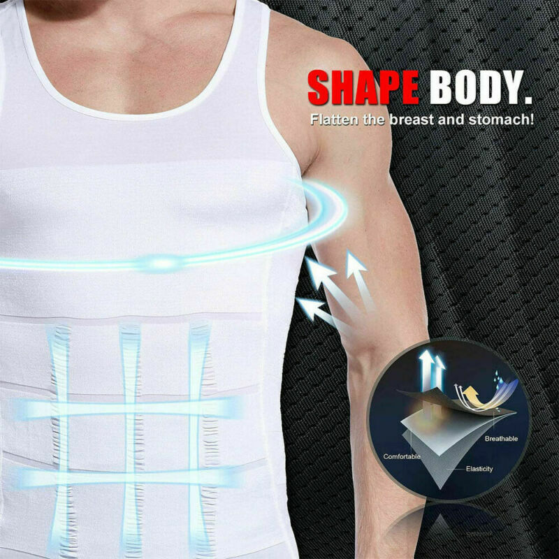 SecondSkin Men's Shaper Cooling T-Shirt Slimming Body Shaper Compression Tops US gallery