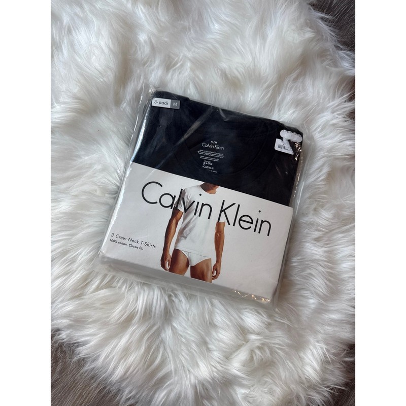 Calvin Klein 100% Cotton Black T-Shirts 3 Pack – Size M