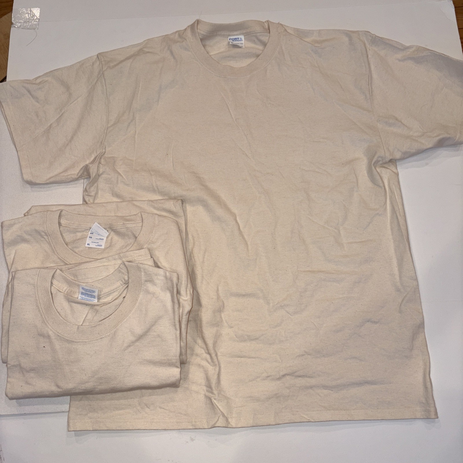 Lot Of 3 Tee Shirts-XL-heavy Weight-100% Cotton-0ff White-NEW-work T Shirts