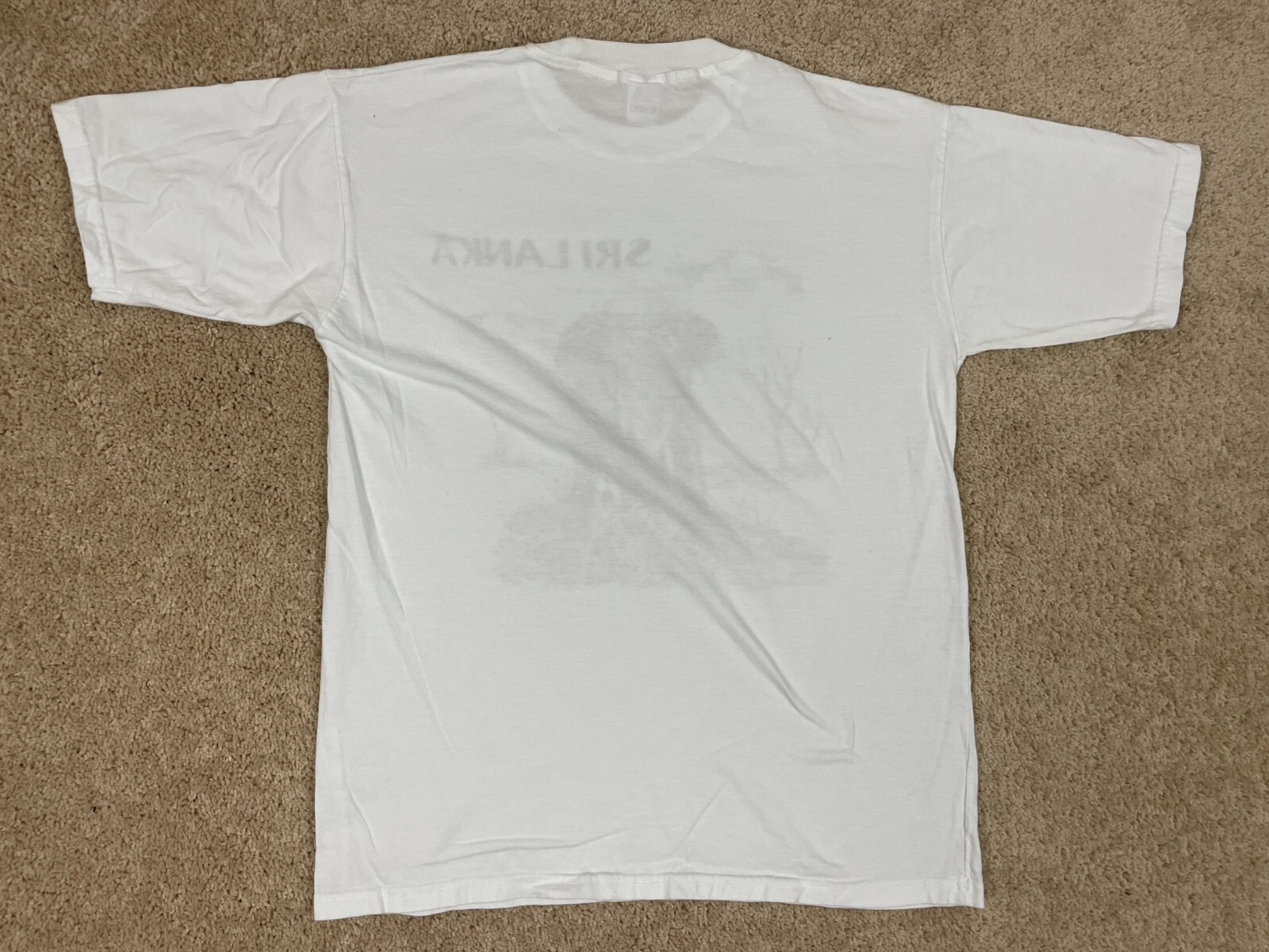 ENG T-Shirt Mens Large Regular Fit Crew Neck Sri Lanka Wildlife Elephant White gallery
