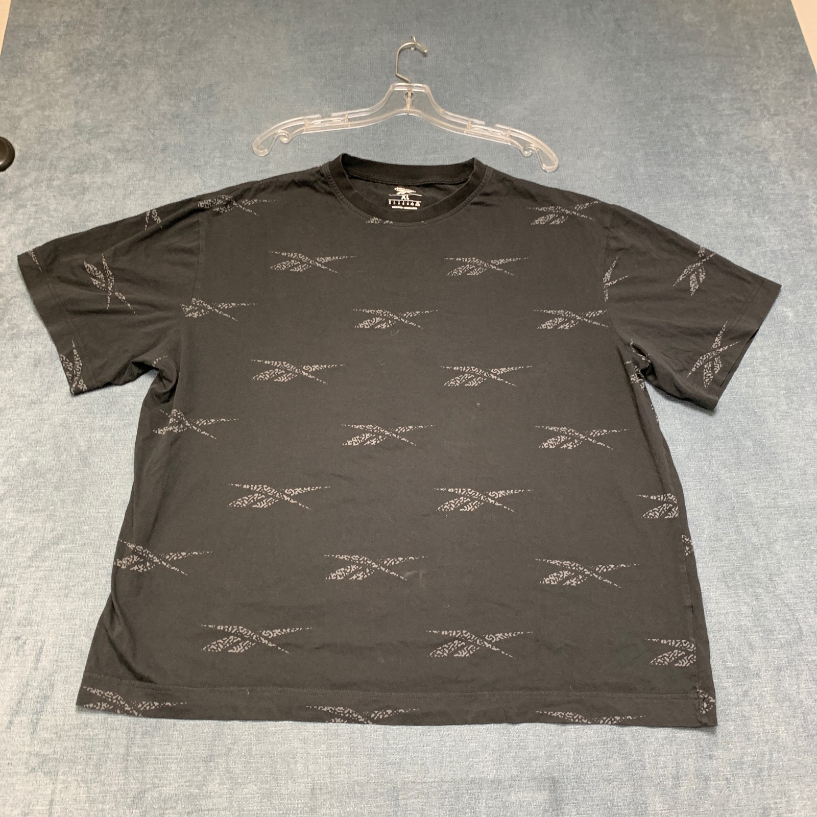 Reebok T Shirt Mens XL Black Allover Logo Graphic Casual Crew Neck Short Sleeve gallery