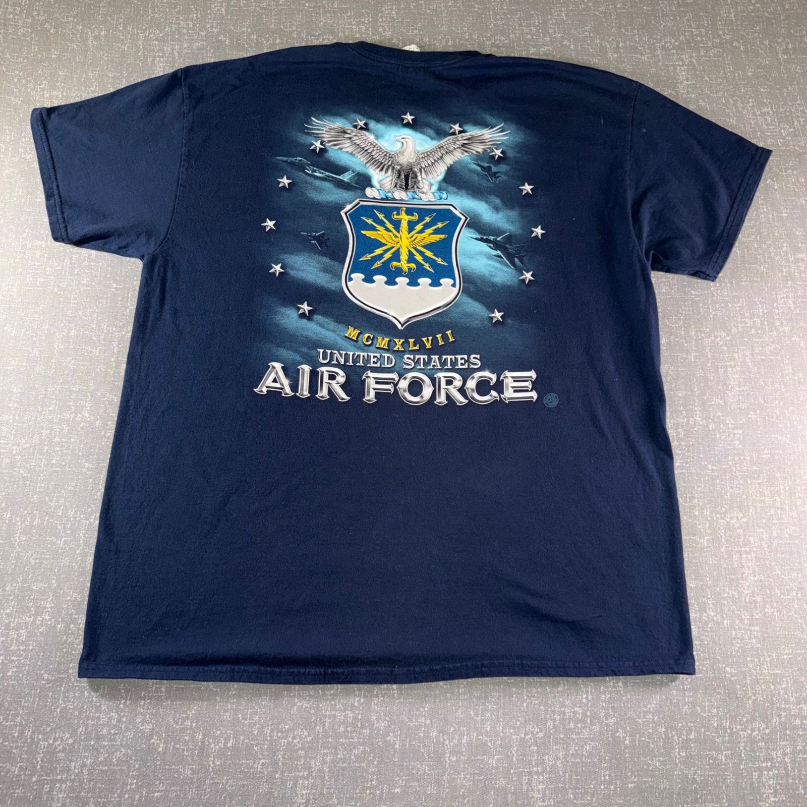 US Air Force USAF Graphic T-Shirt Mens XL Navy Blue MCMXLVII 1947 Eagle Eagle gallery