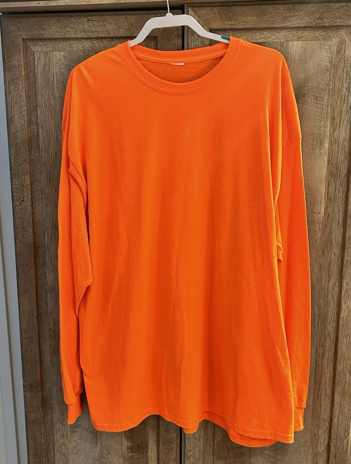 Mens ORANGE 2XL 3XL Cotton Tshirt Crew Neck Long Sleeve T-Shirt UNISEX gallery