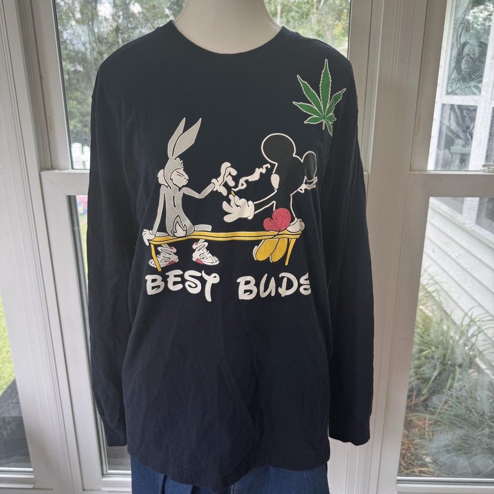 Marijuana T-shirt Best Buds Bugs Mickey Weed 420 Smoke Tee Adult Men Medium