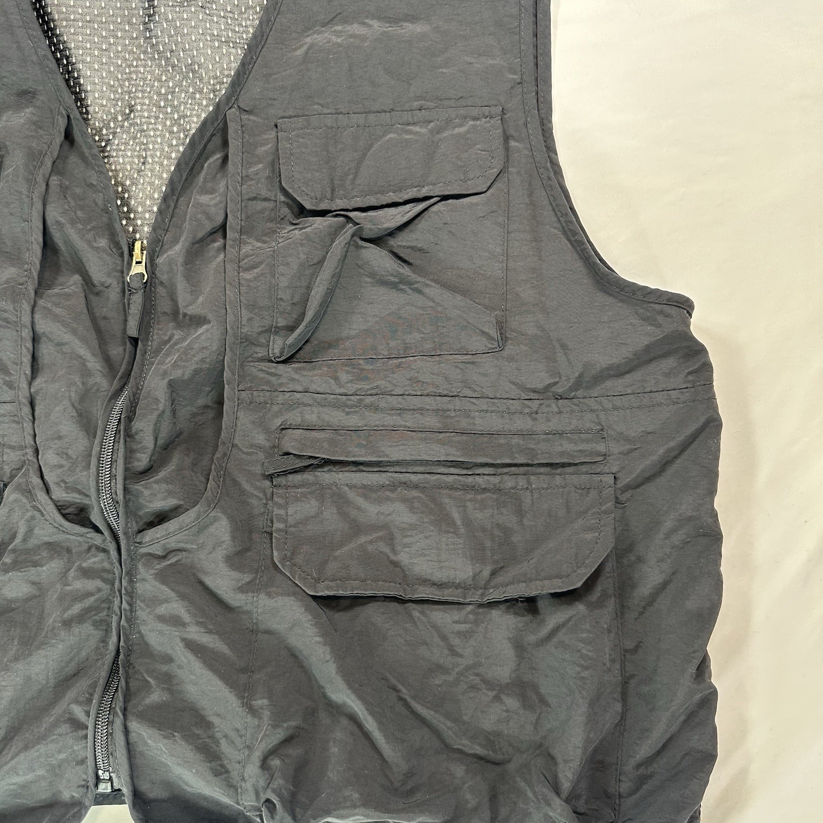 Mens Leisure Sports Multi Pocket Vest Fishing Outdoor Vest Solid Color Sz XL gallery