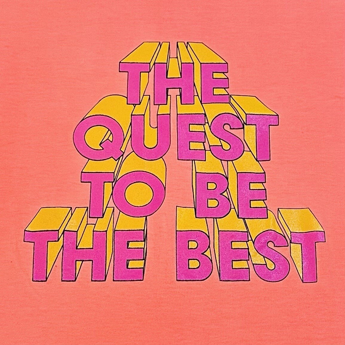 Vintage 1990s The Quest To Be The Best Bright Neon Orange T-Shirt Size Large gallery