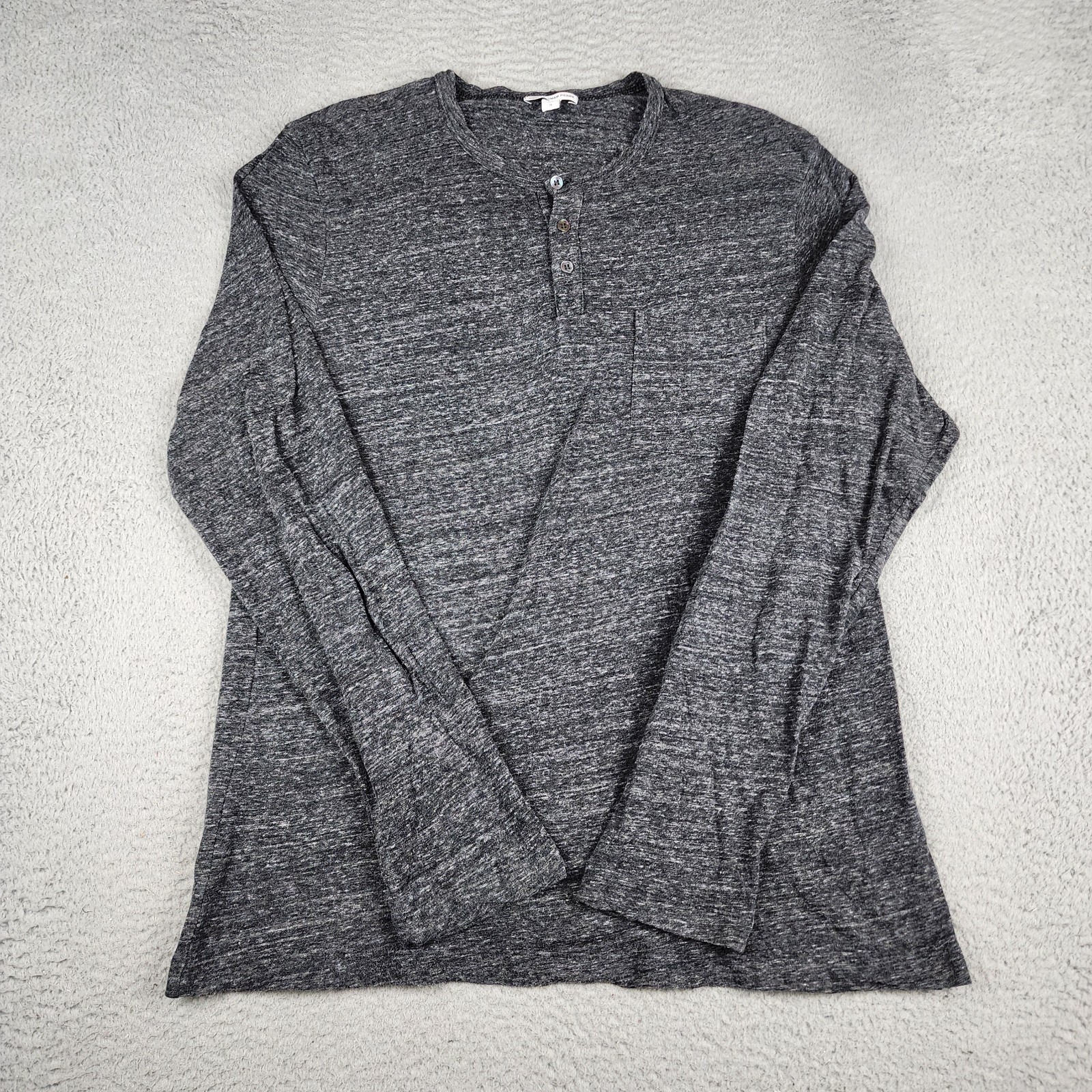 James Perse Shirt Mens Large 3 Gray Henley Long Sleeve Made USA Casual gallery