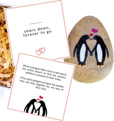 Wedding Anniversary Penguin Pebble Gift – Years Down, Forever to Go” Card & Happ