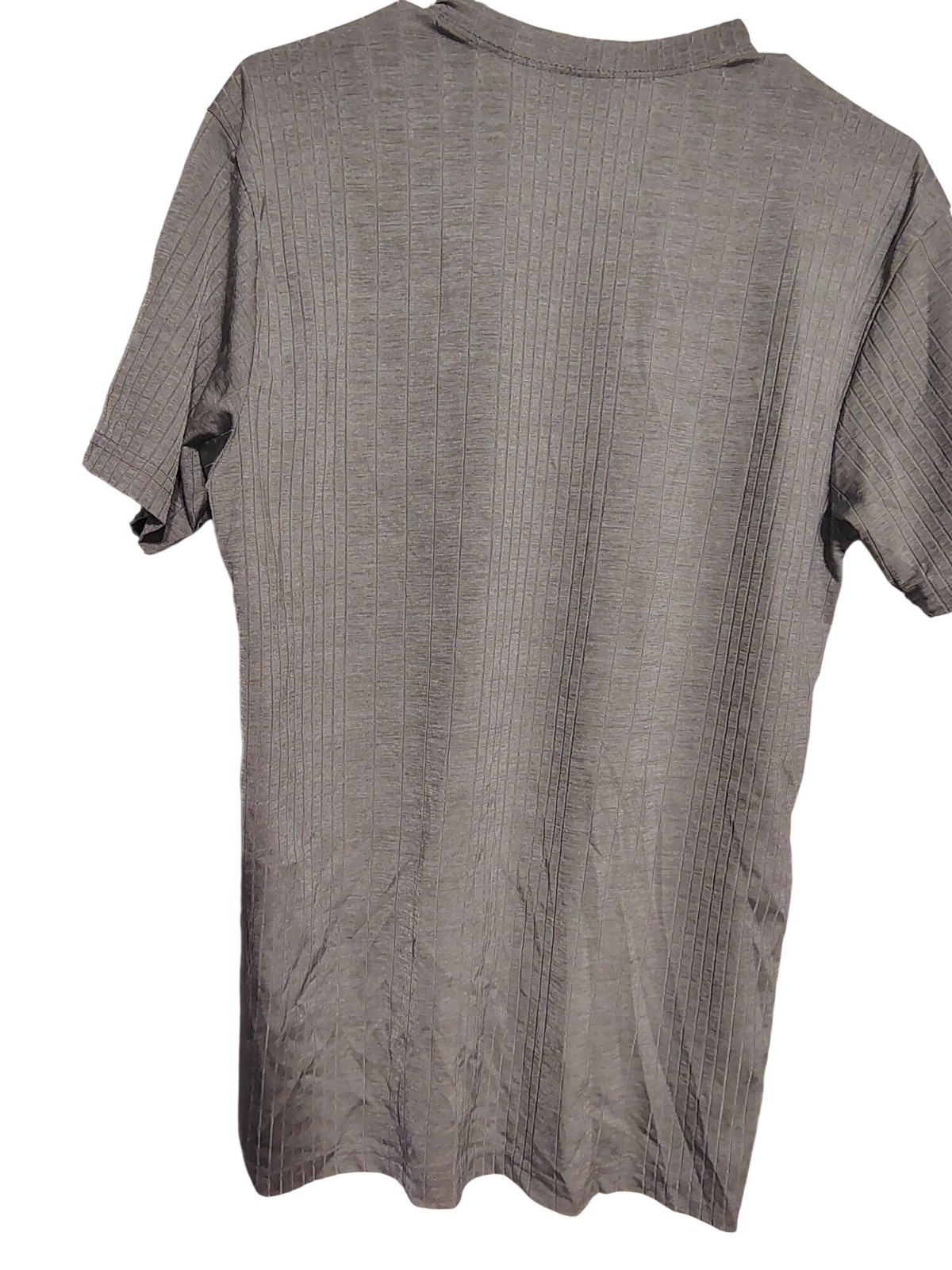 Positano Large Gray V-Neck, Pullover T-Shirt, Ribbed Nylon Blend Short Sleeve gallery