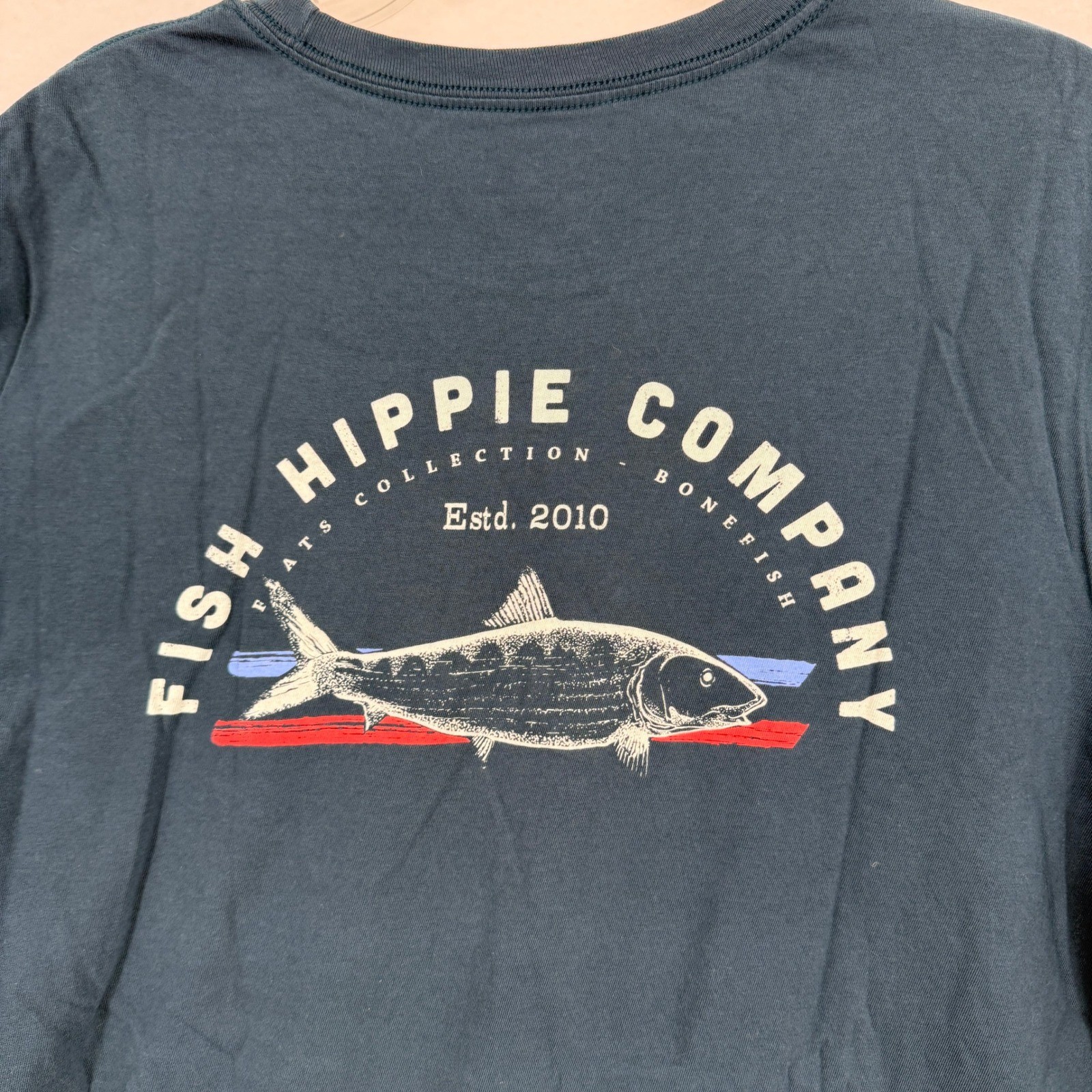 Fish Hippie T Shirt Mens Large Blue Bonefish Flats Collection Graphic Tee gallery