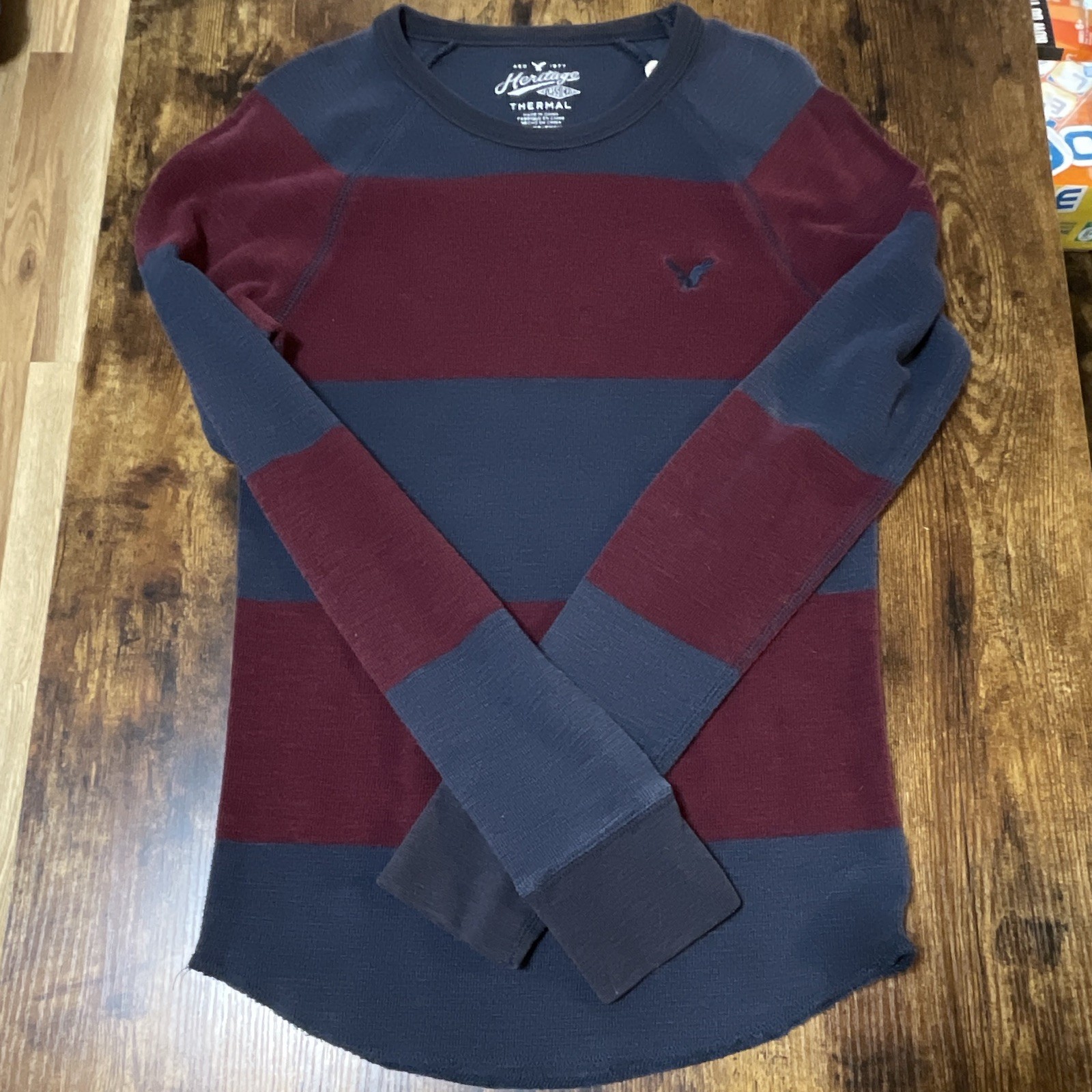 American Eagle Outfitters Heritage Thermal Striped Crew Neck Long Sleeve Tee XS
