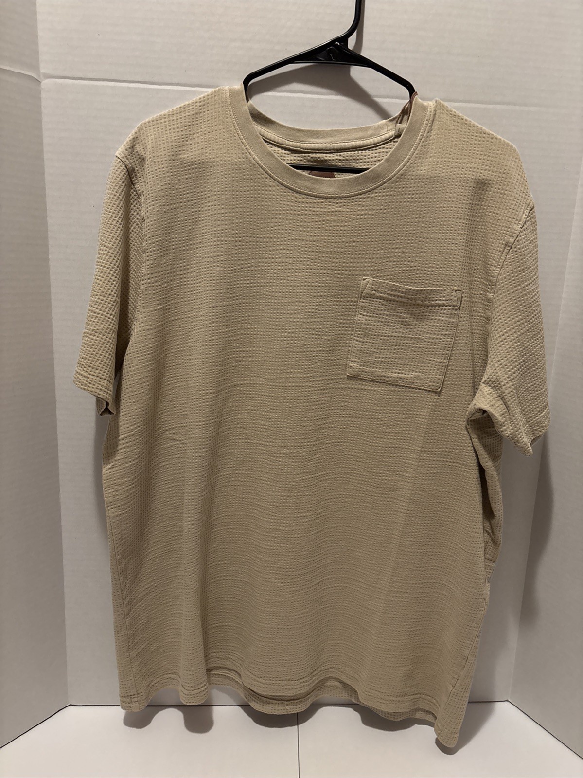 Common People Waffle Knit Tee Shirt Ribbed Stone/Tan Size Large NWT $75
