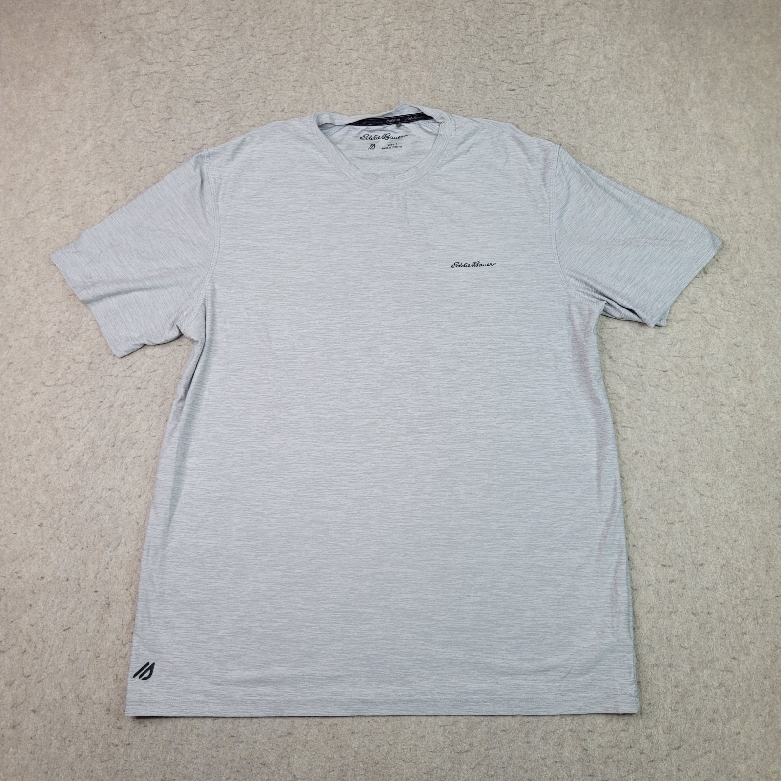 Eddie Bauer Motion T-Shirt Mens L Gray Short Sleeve Free Dry Crew Neck Active gallery