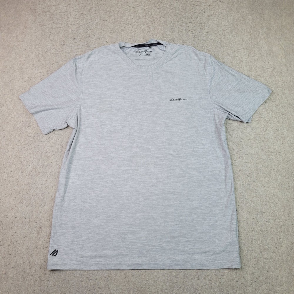 Eddie Bauer Motion T-Shirt Mens L Gray Short Sleeve Free Dry Crew Neck Active