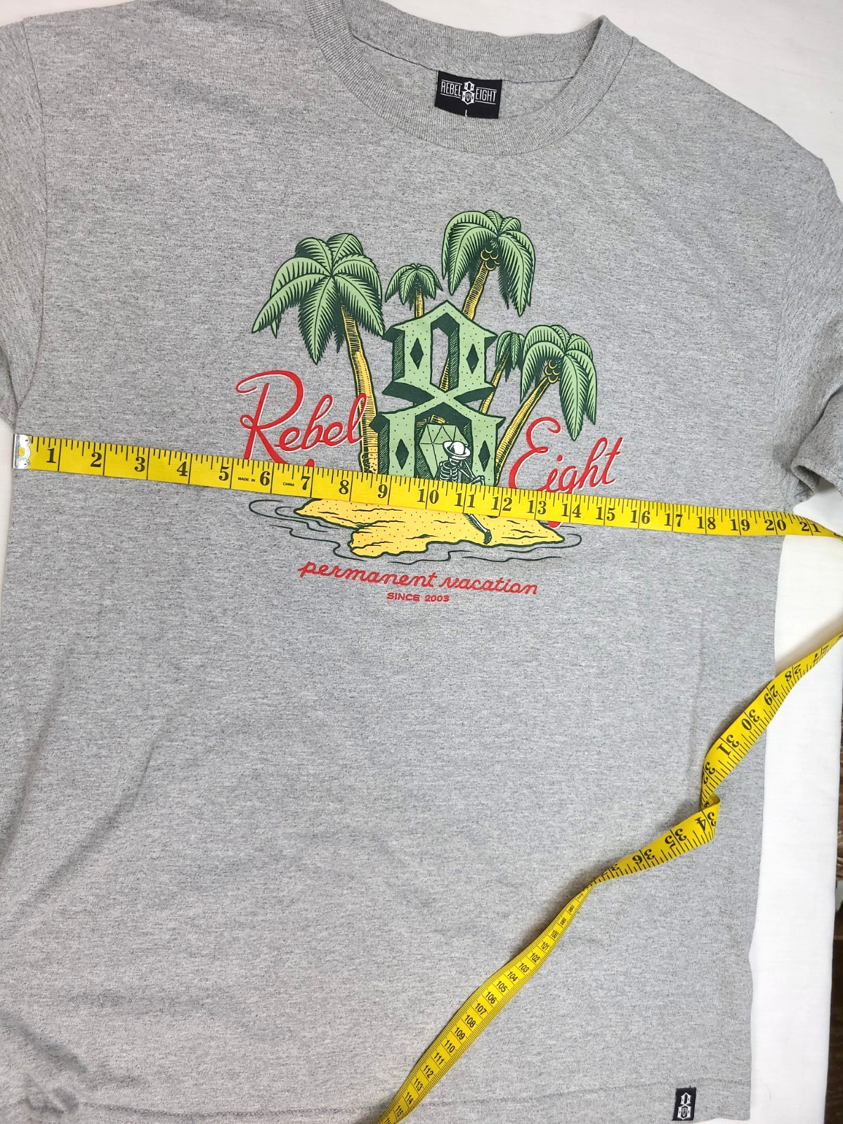 REBEL EIGHT 8 Graphic Art T Shirt Gray Men's Large gallery