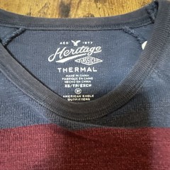 American Eagle Outfitters Heritage Thermal Striped Crew Neck Long Sleeve Tee XS