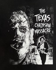 Texas Chainsaw Massacre T-Shirt – Leatherface Closeup and Running LG 20.5” X 29”