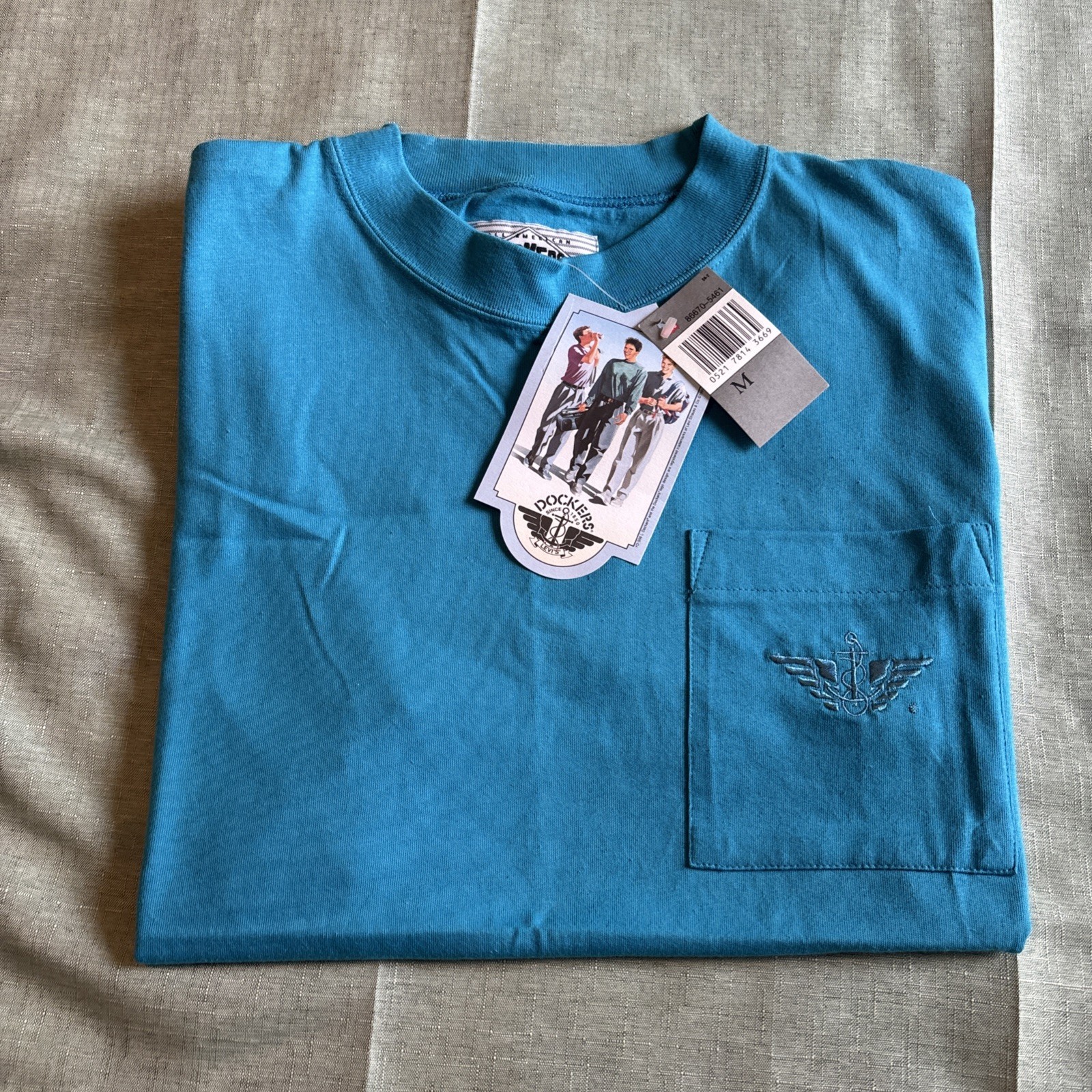 Vintage Dockers T Shirt Teal Made In USA Sz M (12-14) NWT See Description gallery