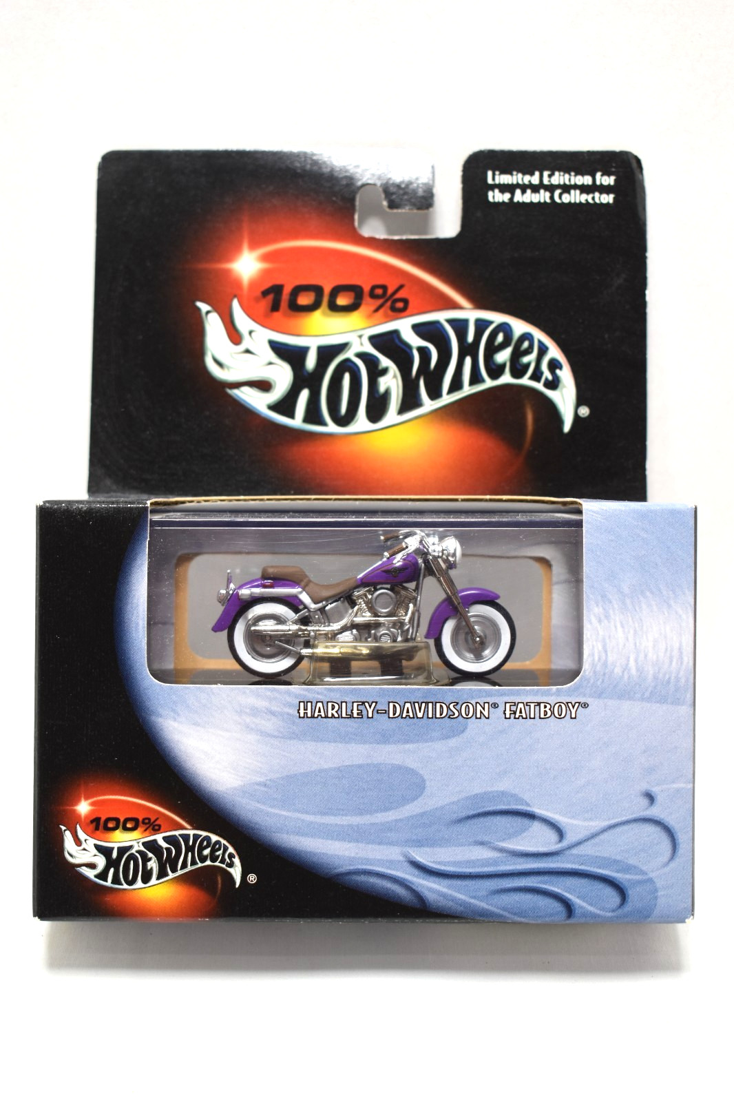 Hot Wheels 100% 1:64 Harley-Davidson FATBOY Purple W/Plastic Show Case