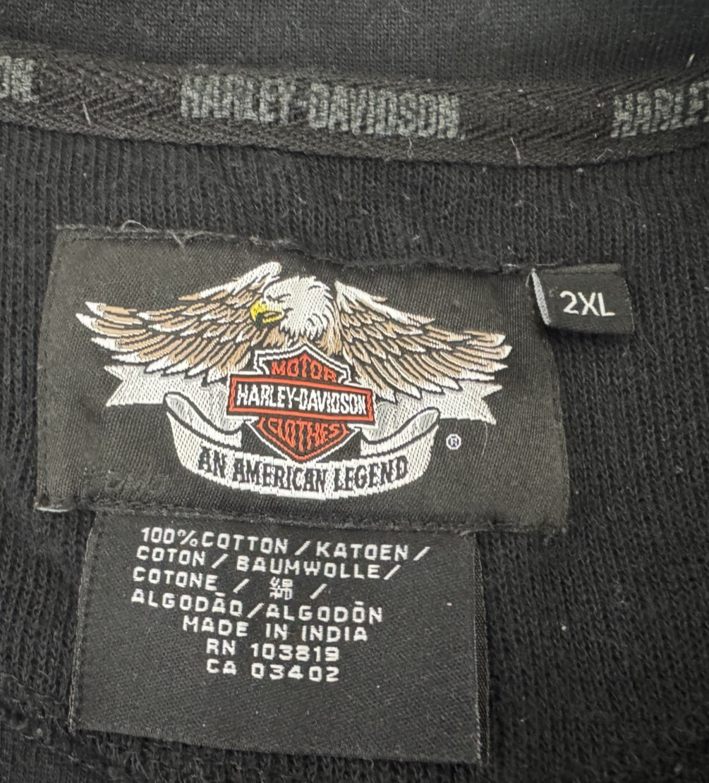 Vtg Harley-Davidson Thermal Shirt Embroidered Logo Button Motorcycles 2XL gallery