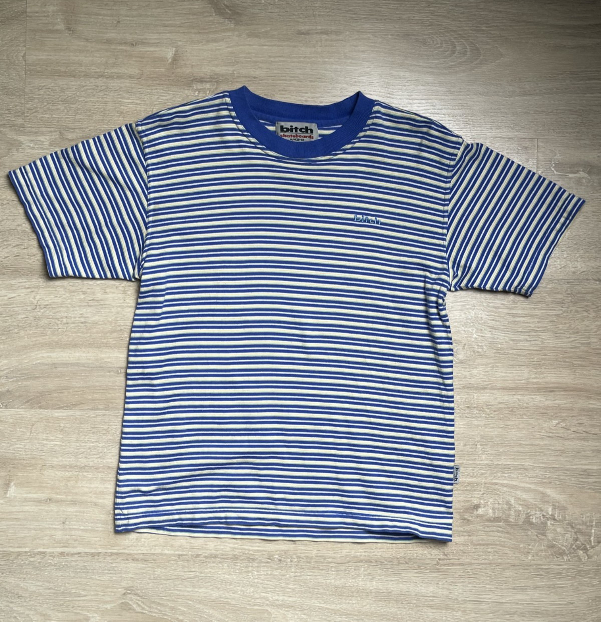 Vintage Bitch Skateboards Striped T Shirt Men’s Size Medium 90S gallery