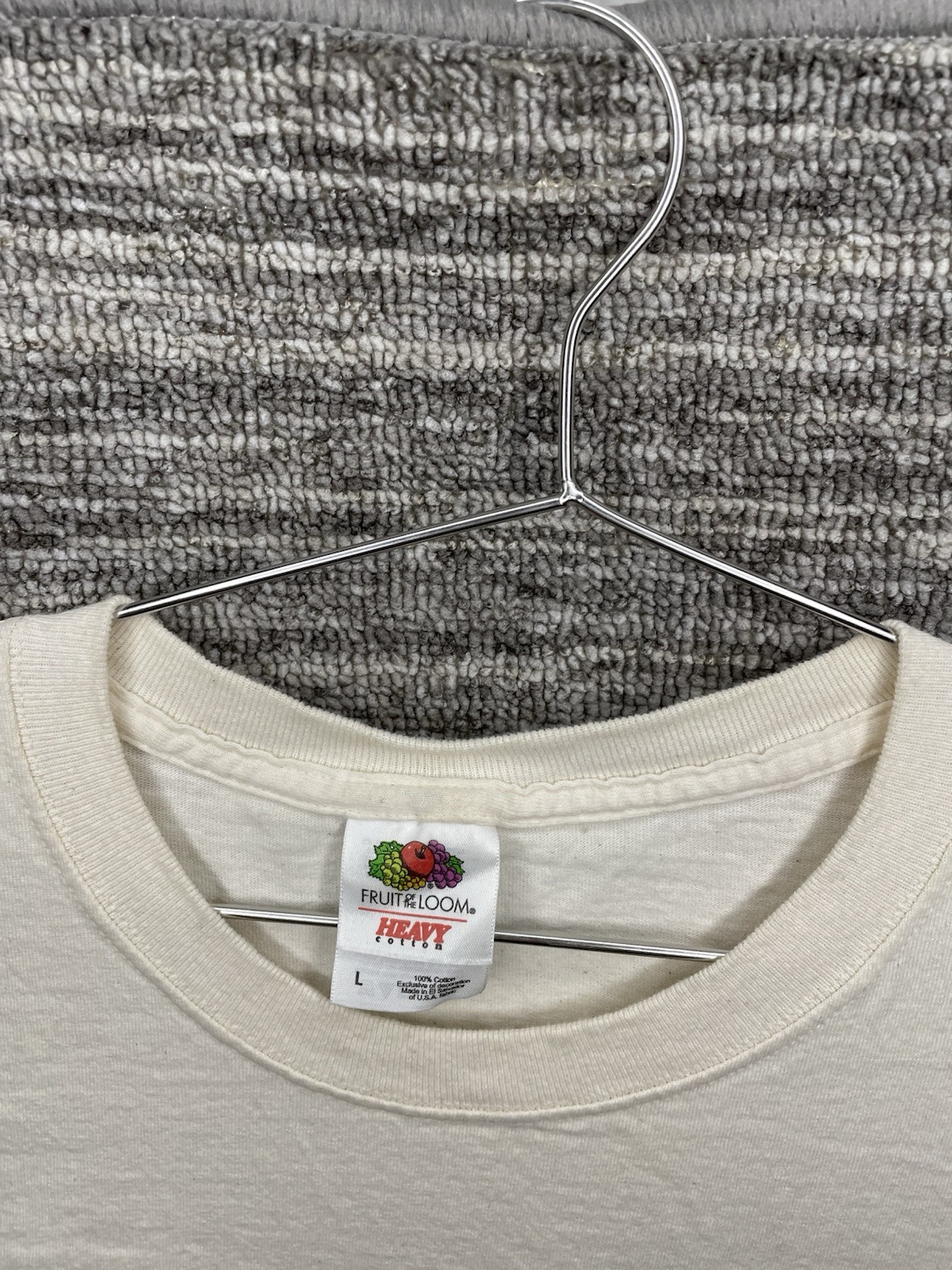 Vintage Bear With Antlers Geometric Style Shirt Size L Cream Color gallery