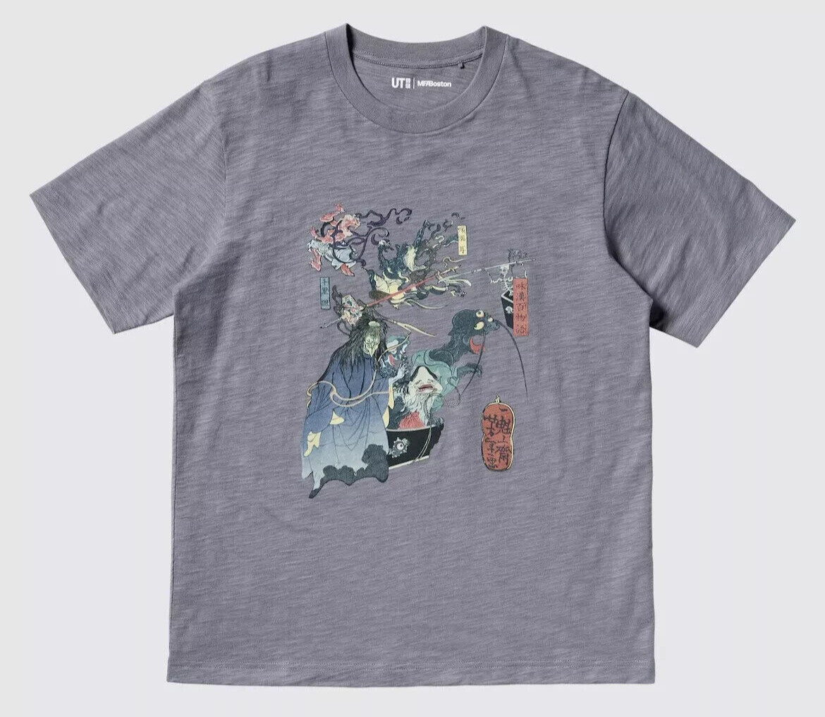 UNIQLO Ukiyo-E Dark Fantasy Museum of Fine Arts Boston Men's Graphic Tee Gray M gallery