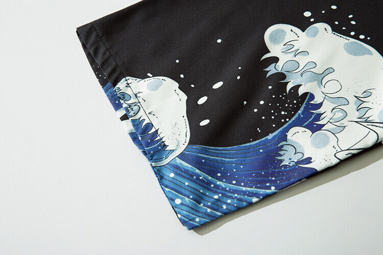 Niepce Streetwear Japanese Black Kimono Graphic Tee Samurai Short Sleeves Shirt gallery
