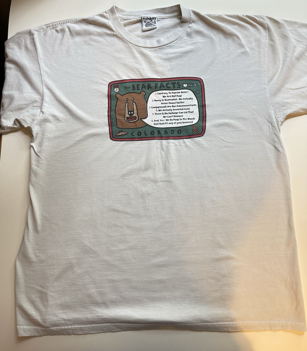 Vintage 1980s 90s Funny Bear Facts Shirt XL Colorado Fishboy gallery