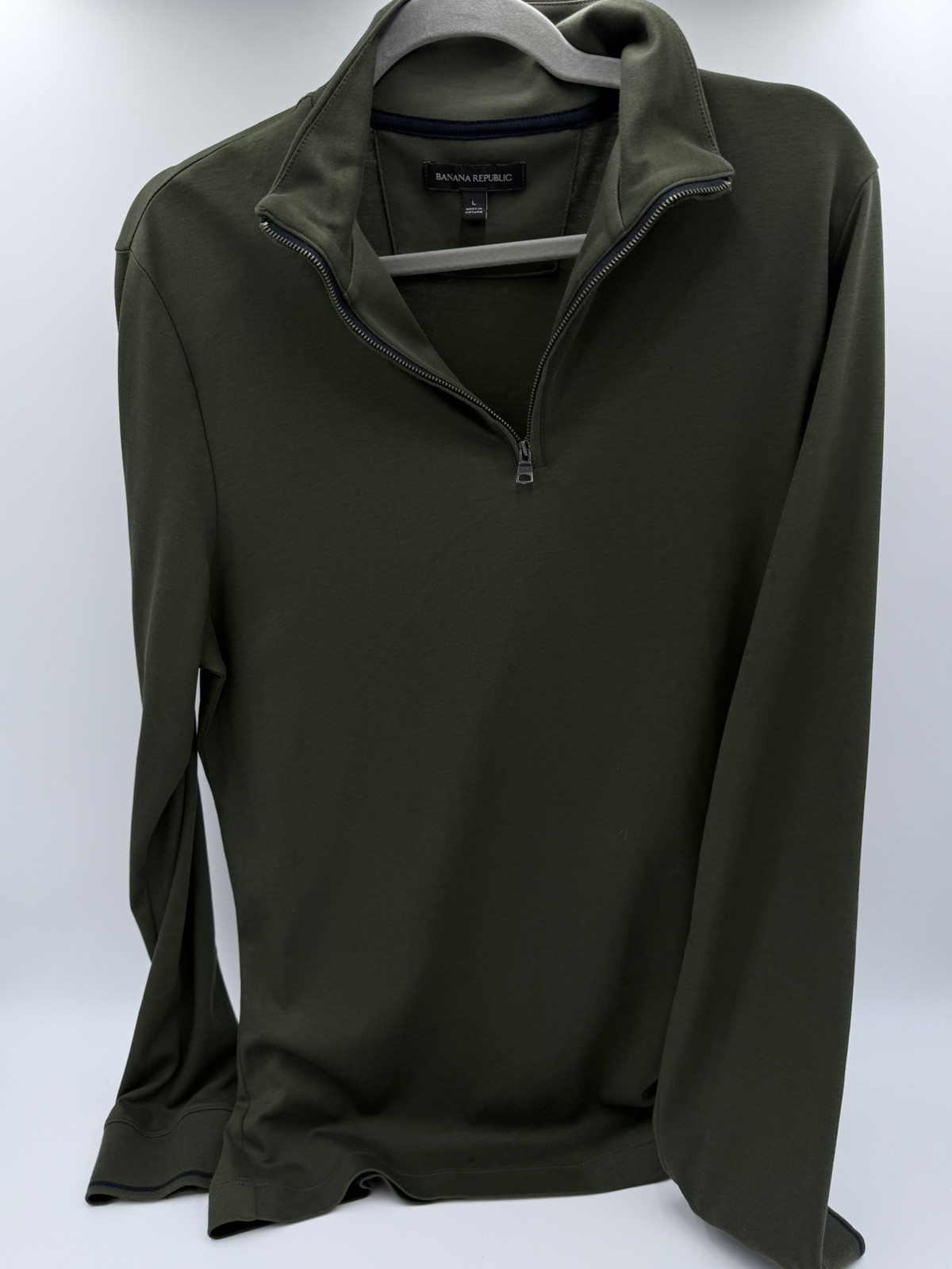Banana Republic 1/4 Zip Pullover Men’s Large Olive Green Lightweight gallery