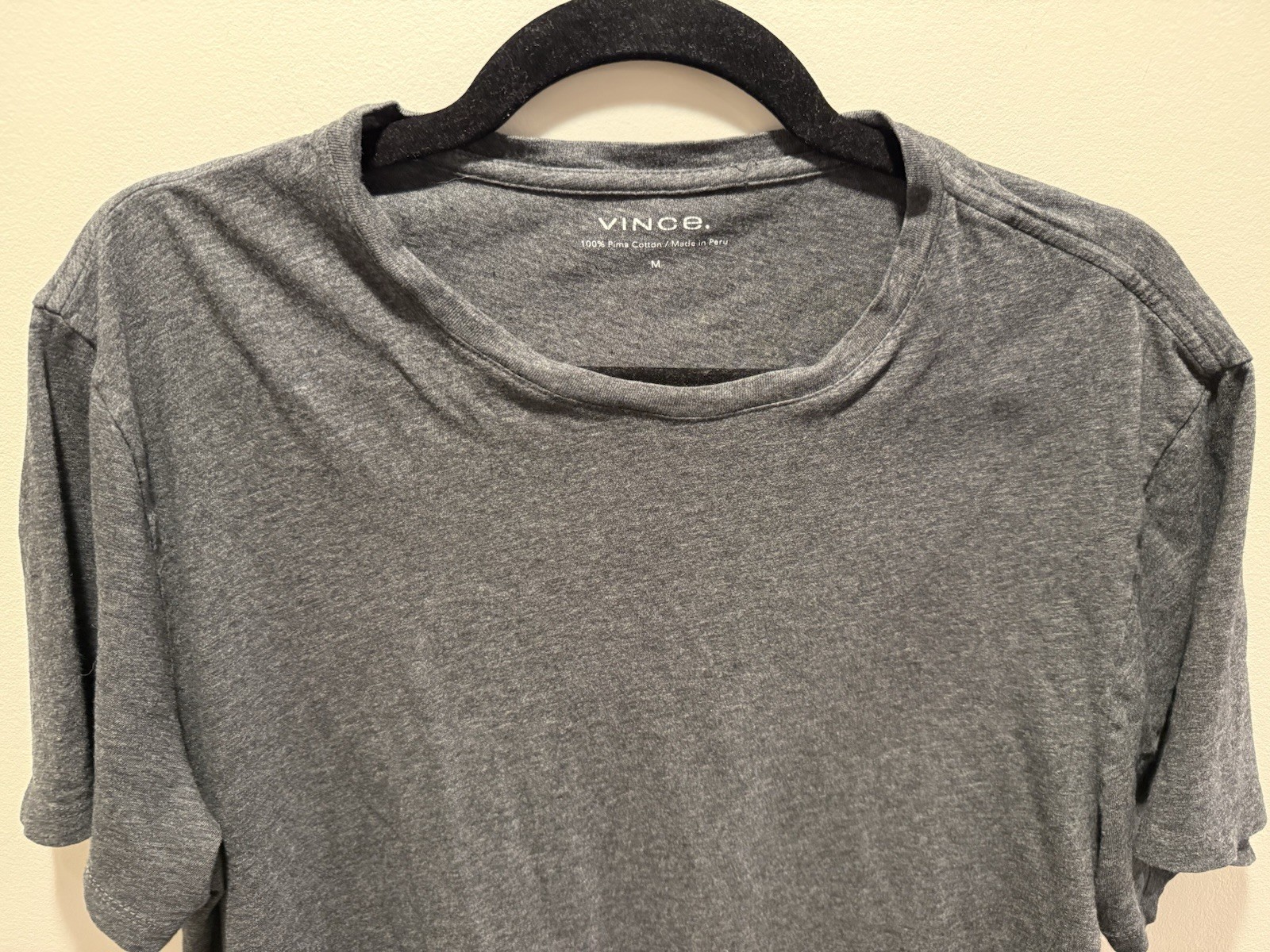 Vince Mens M 100% Pima Cotton Crewneck T-Shirt Heather Charcoal Gray Tee SS gallery