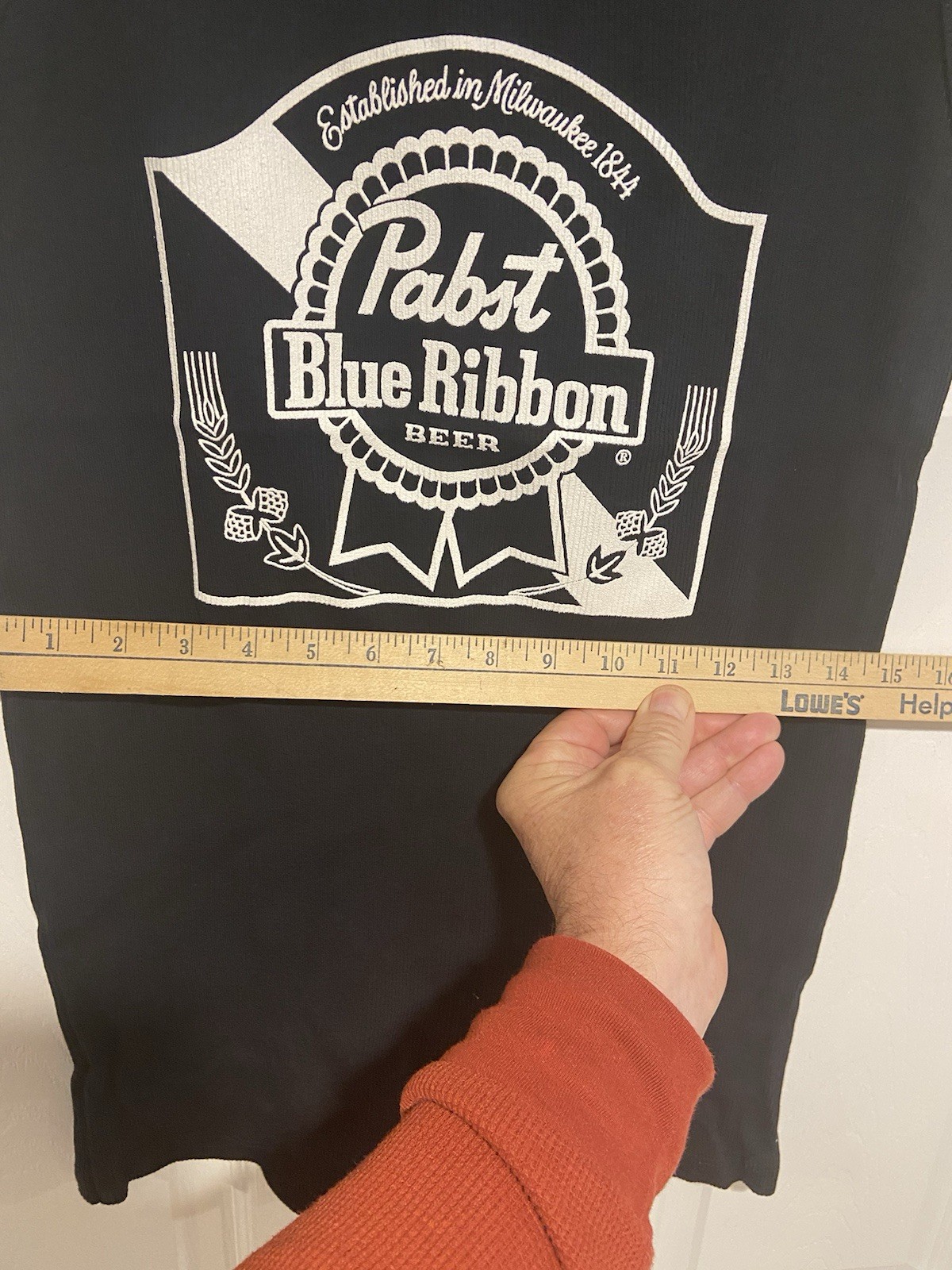 Vintage NWOT Pabst Blue Ribbon Beer Black Tank Beater Top Large Ribbed Cotton gallery