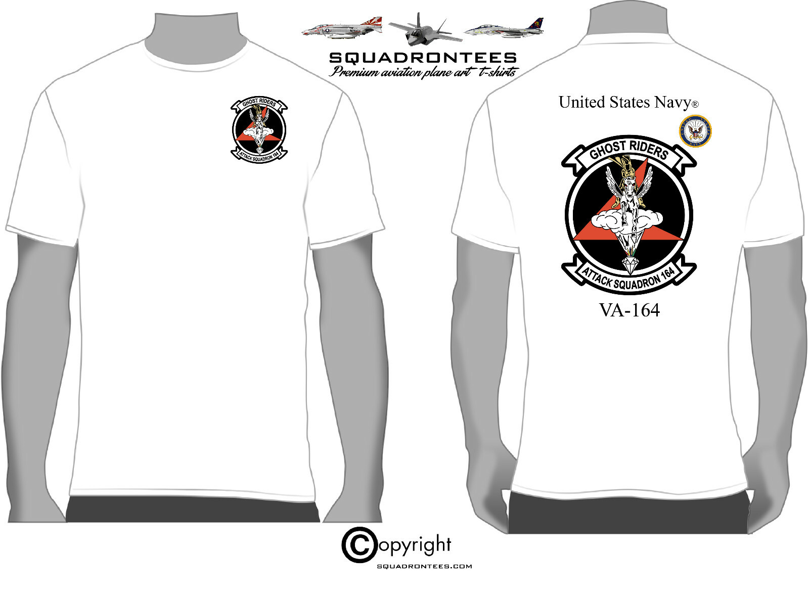 VA-164 Ghost Riders Logo Back Squadron T-Shirt – USN Licensed Product