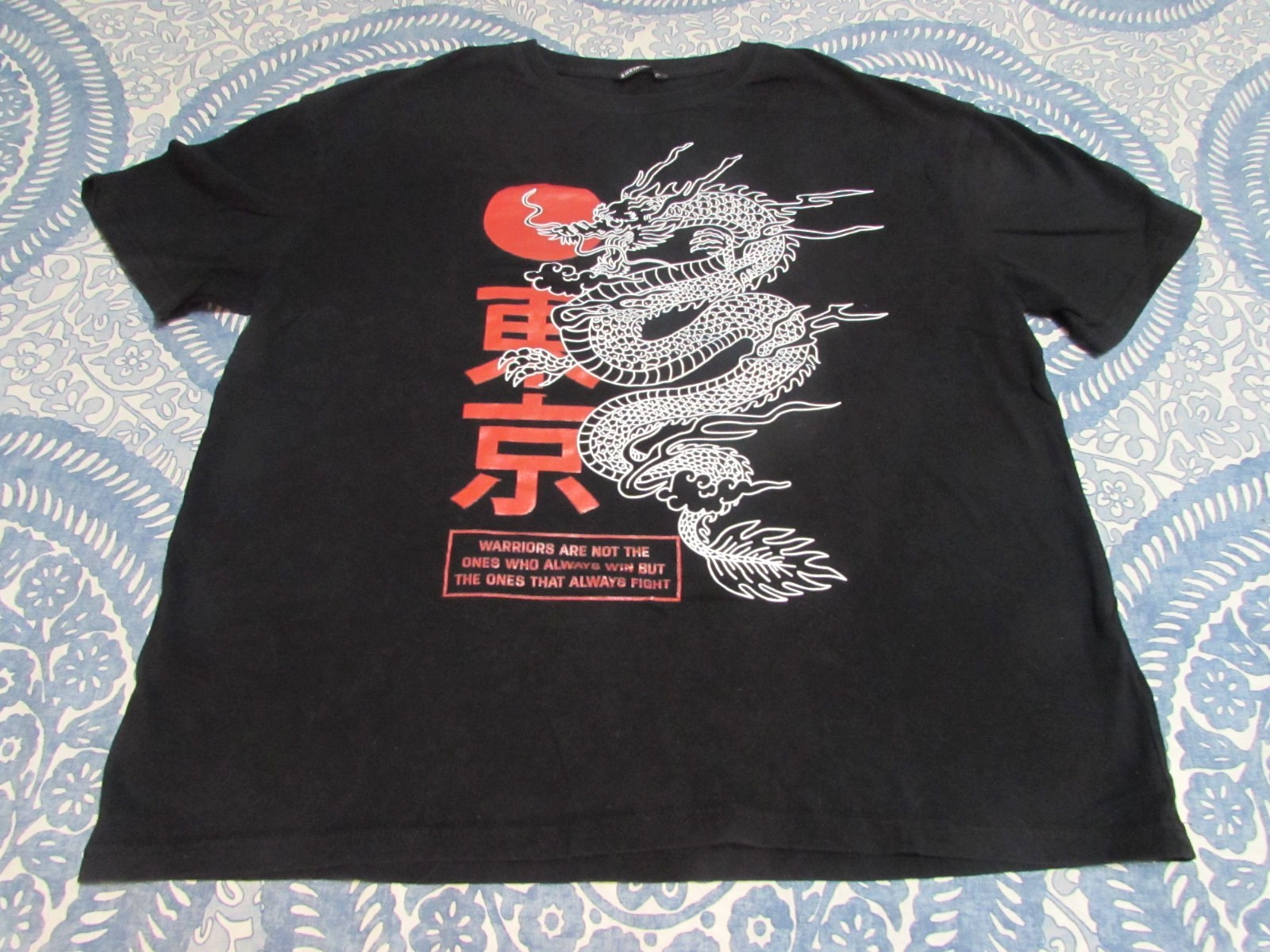 Shein T-Shirt Men Medium Black Asian Dragon Graphic Warrior Theme gallery