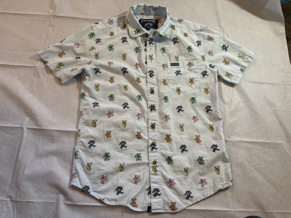 Grateful Dead Section 119 Dancing Bears Shirt Mens S Small Short Sleeve Oxford