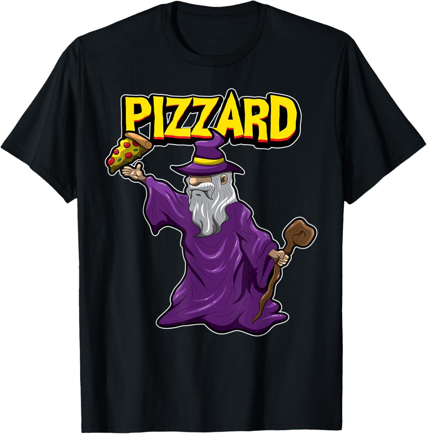 Funny Pizza Wizard Food Pun Pizzard Magic Fast Food Humor T-Shirt