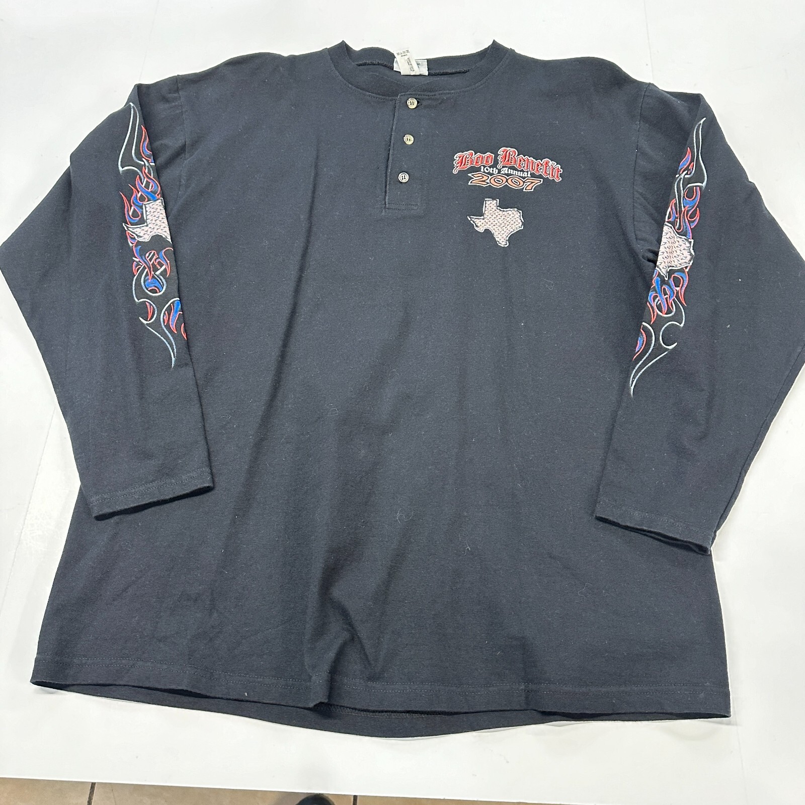 2007 Boo Run biker Rally Anvil Pre-Shrunk Pullover Shirt Long Sleeve Size L gallery