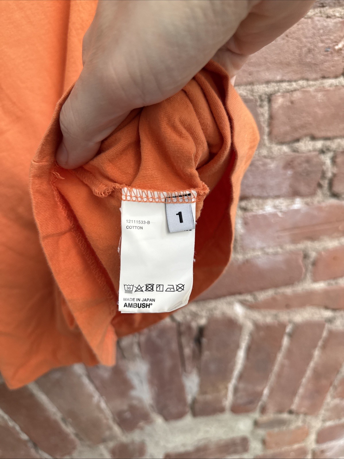 AMBUSH Men’s Tee, Sz 1, Orange 100% Cotton XL Logo Version Limited Edition Japan gallery