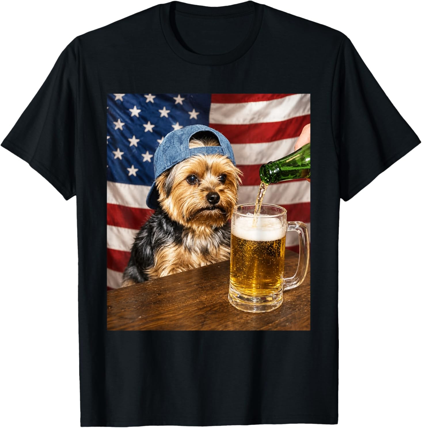Funny Yorkie Drinking Beer Dog Meme Art Graphic T-Shirt gallery