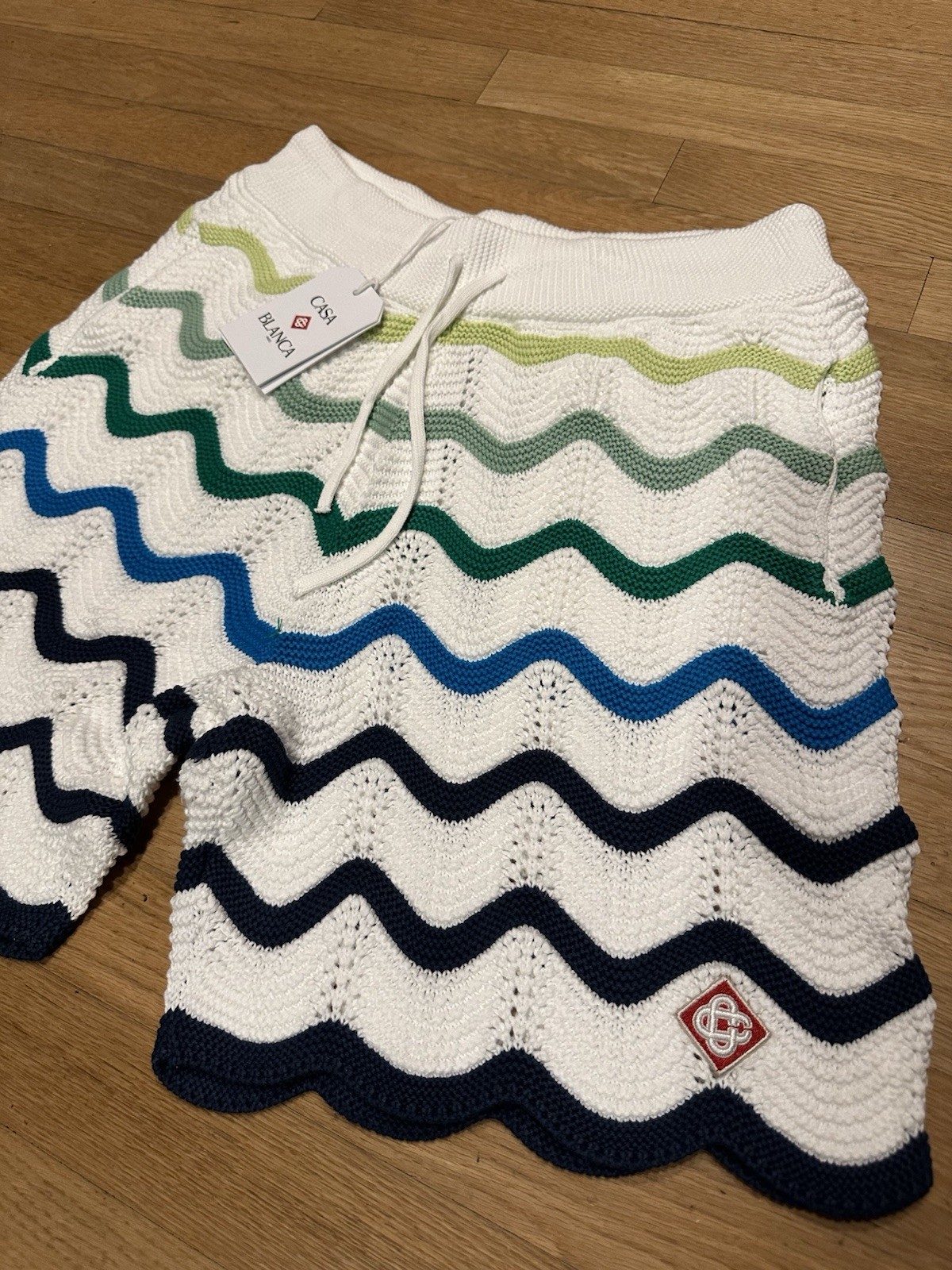 Casablanca Men's Gradient Wave Crochet Shirt/Short Set - Size Large gallery