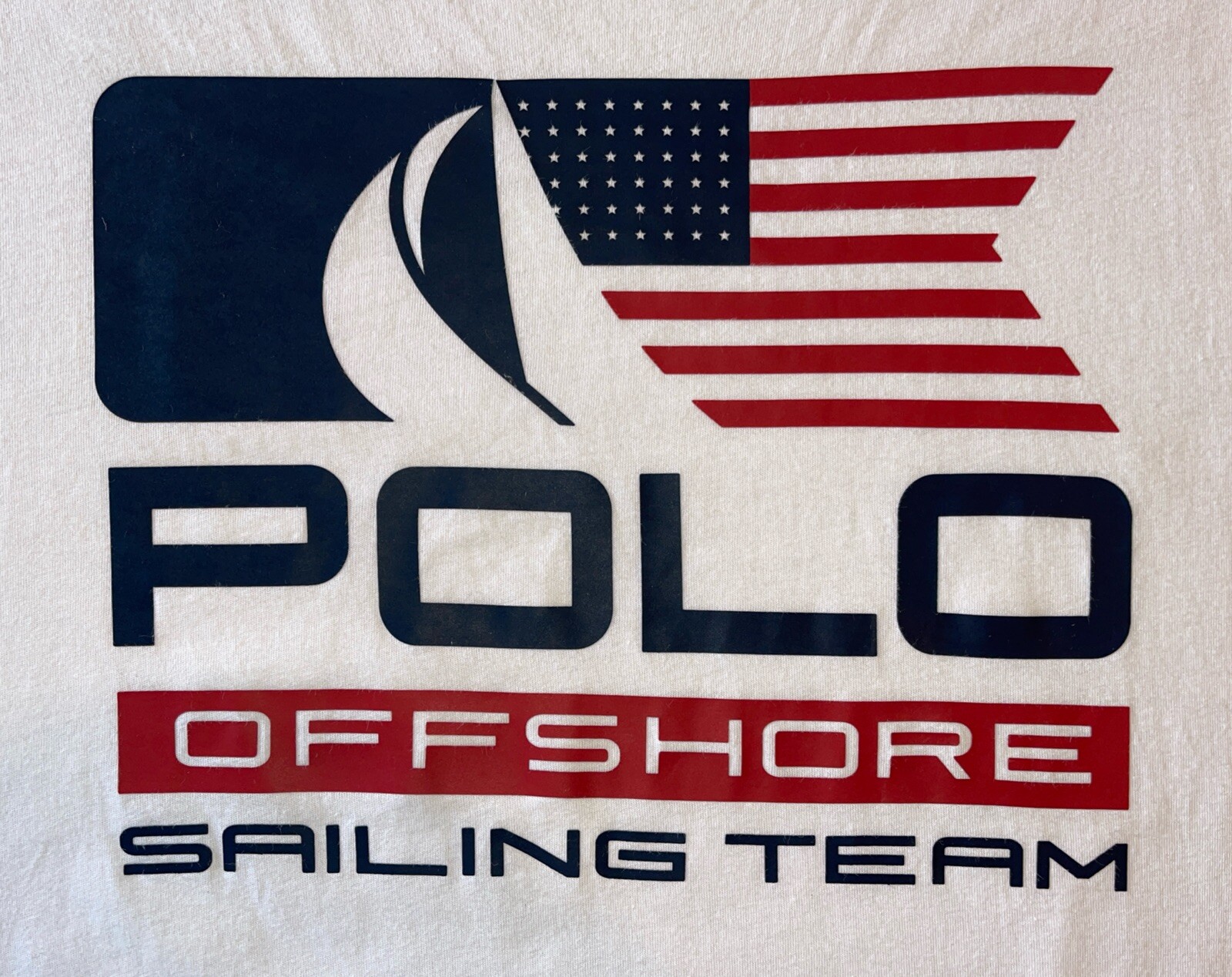 Polo Ralph Lauren T shirt Men L White Offshore Sailing Team American Flag Preppy gallery