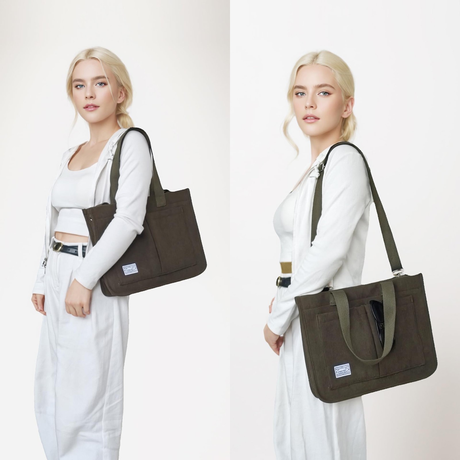 Tote Bag for Women with Pockets,Large Corduroy Crossbody Purse for Laptop,Wor... gallery