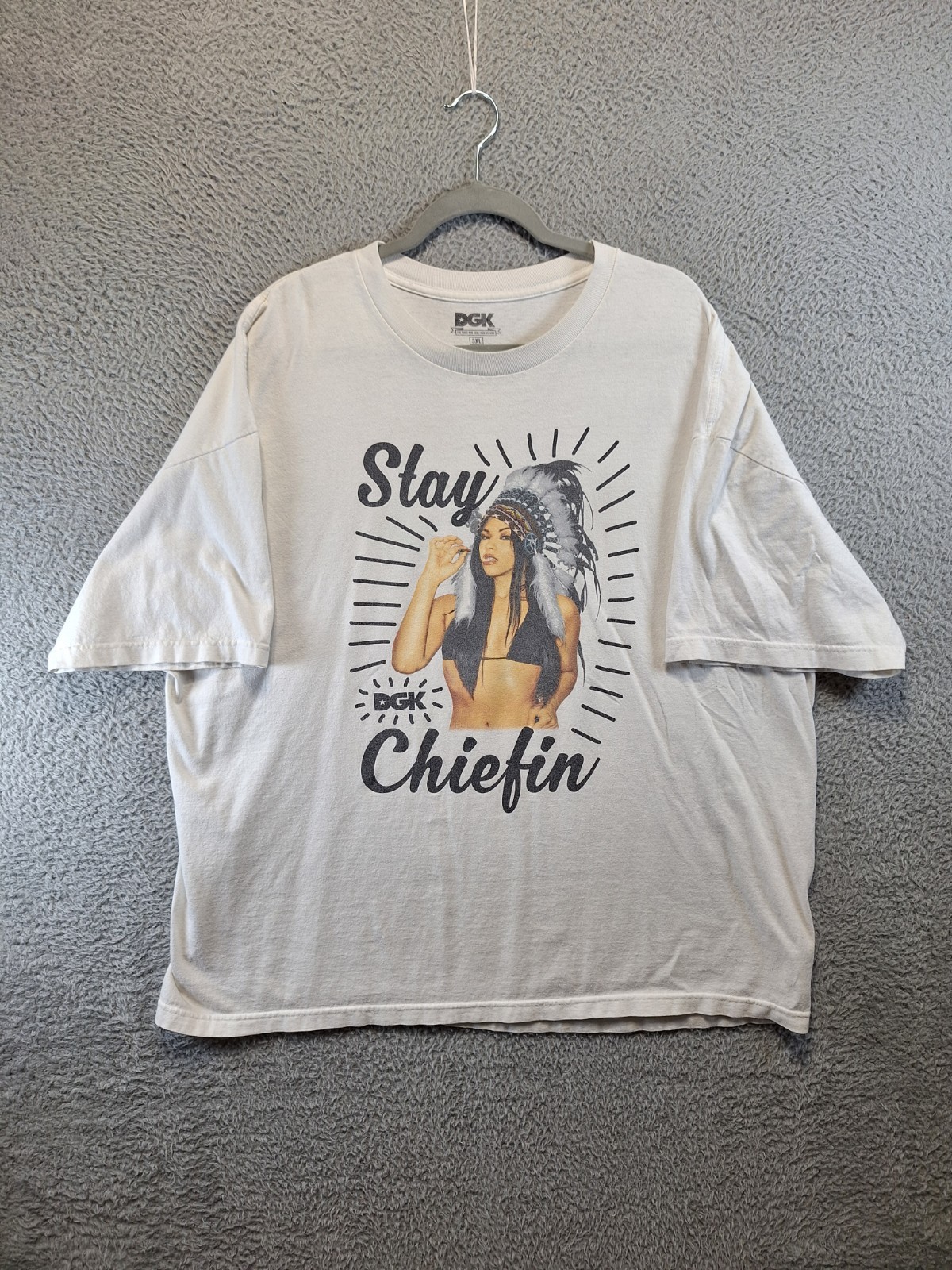 DGK T-Shirt Mens 3XL White Stay Chiefin Graphic Cotton Skateboard Drop Shoulder