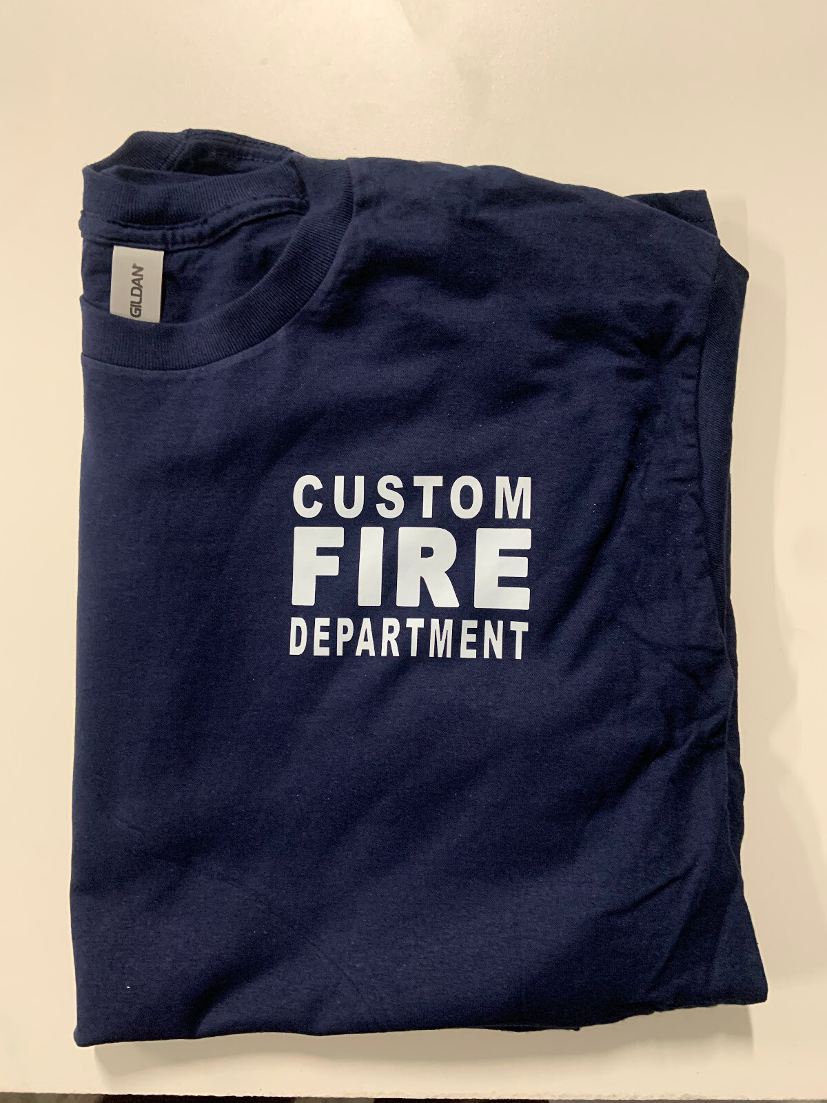Custom Name Fire Dept T-shirt. Personalized. White Print gallery