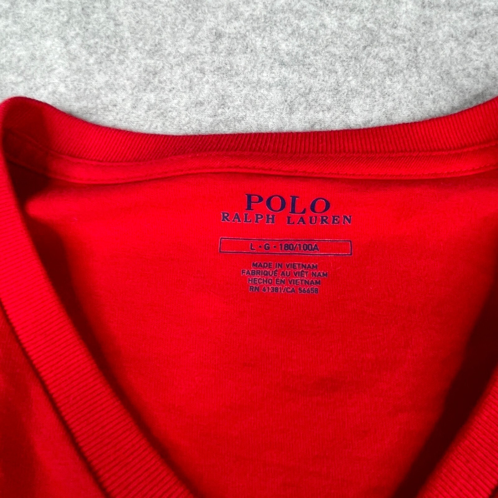 Polo Ralph Lauren Large Red V Neck Navy Pony Casual Basic gallery