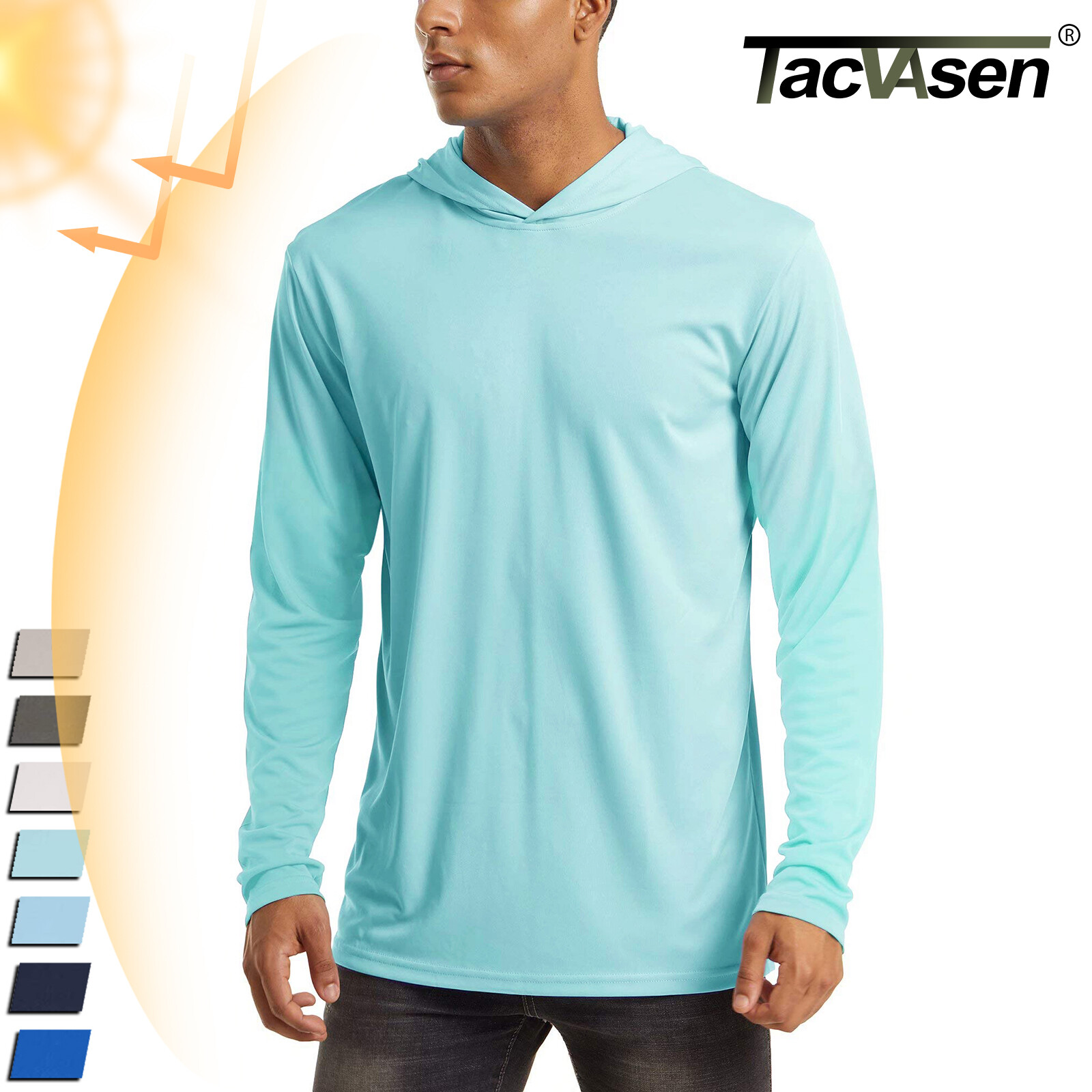 UPF50+ Mens Outdoor Fishing Hoodie Sun Block Skin Protection Long Sleeve T-Shirt gallery