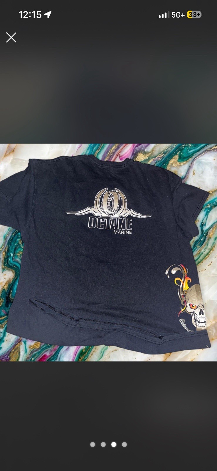 Octane Marine Men's Black Skull Graphic Print Short Sleeve T-Shirt gallery