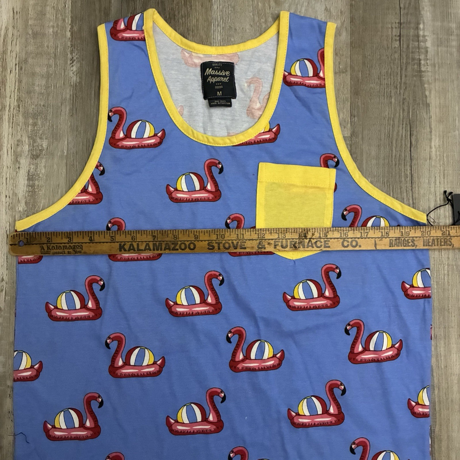 Massive Apparel Men's Graphic All Over Print Tank Top Medium Pink Flamingo gallery