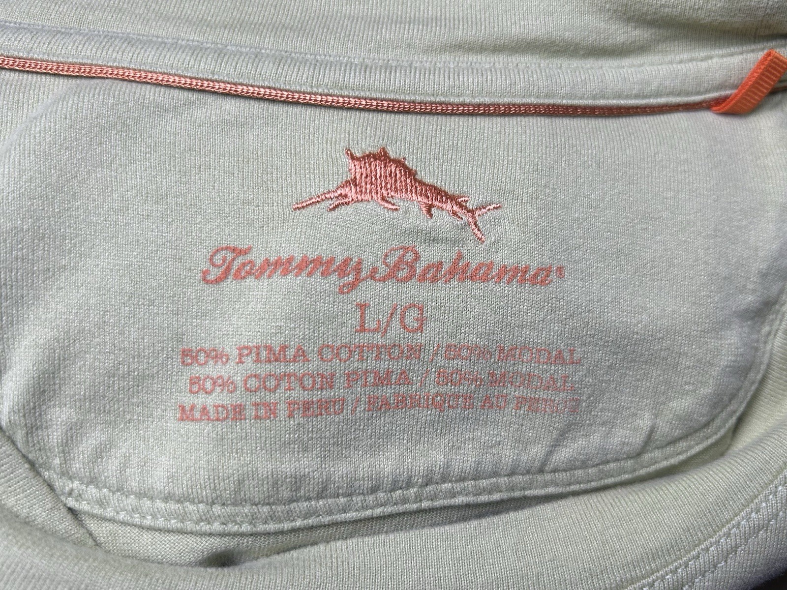 Tommy Bahama Men's Solid Green Crew Neck Logo Tee Pima/Modal Knit, Size L gallery